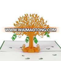 2019 Custom 3D Greeting Card Printing Coin Tree Pop Up Card