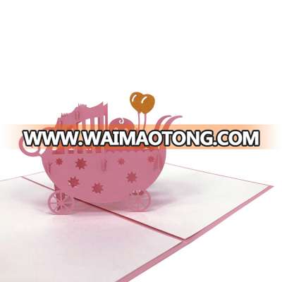 Personalized 3D Greeting Card Pop Up Card Baby Stroller