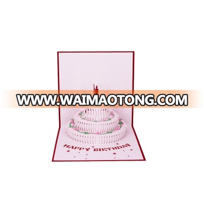 New Design Birthday Cake 3D Pop Up Laser Greeting Card