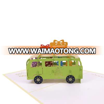 2019 Popular Laser Cut Bus Gift Birthday Pop Up Greeting Card