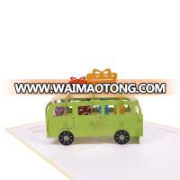 2019 Popular Laser Cut Bus Gift Birthday Pop Up Greeting Card