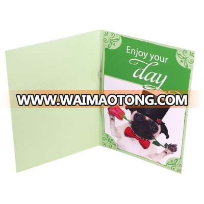 OEM Design Dog With Rose Music Birthday Greeting Card With LED Lights