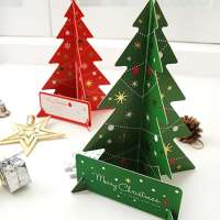 China Supplier Wholesale Greeting Card of Mini 3D Pop Up Christmas Tree With Color Green and Red